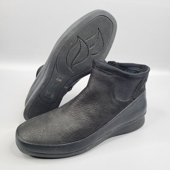 Nurture Women's Booties Boot Black Ankle Wedge Strch Zip Leather 6.5 M Read - Picture 1 of 11